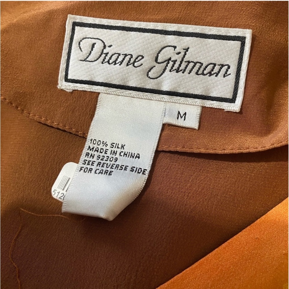 Vintage Diane Gilman Orange & Rust Sequin Button Front Tunic Top Size Medium - Picture 8 of 8